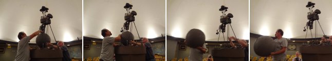 A series of pictures showing the starball being removed.